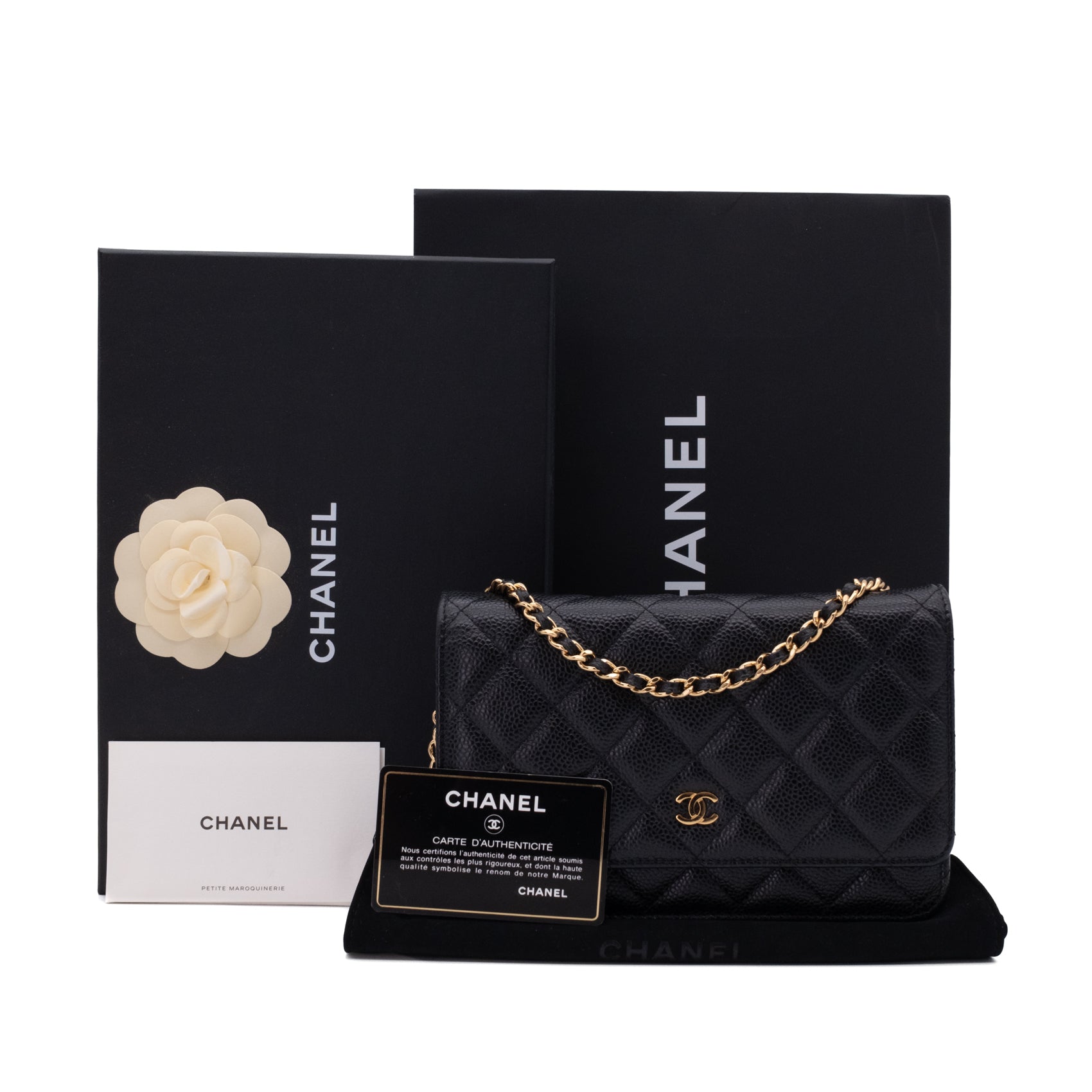 Chanel Wallet on Chain WOC Caviar Leder Schwarz GHW