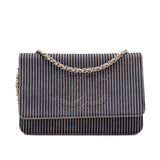 Chanel Wallet On Chain WOC Denim Streifen Navy Creme PHW