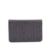 Gestreifte Chanel Wallet on Chain WOC Handtasche aus Blau Weiss Jeans Material mit Off-White Caviar Leder und silberner Hardware