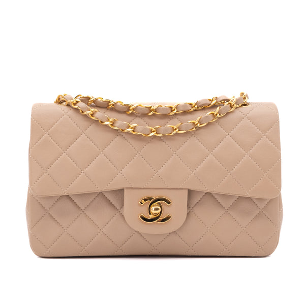 Chanel Classic Double Flag Bag Small Beige Lammleder 24k GHW