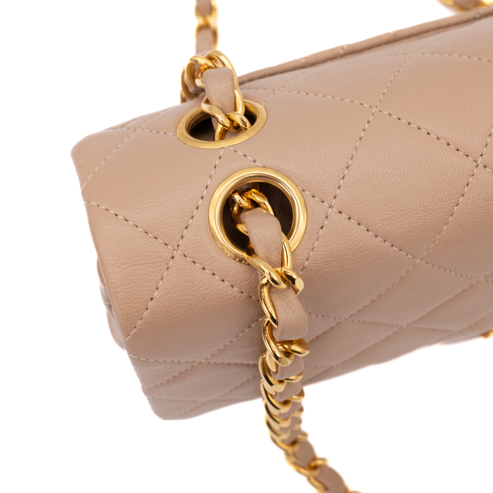 Chanel Classic Double Flag Bag Small Beige Lammleder 24k GHW