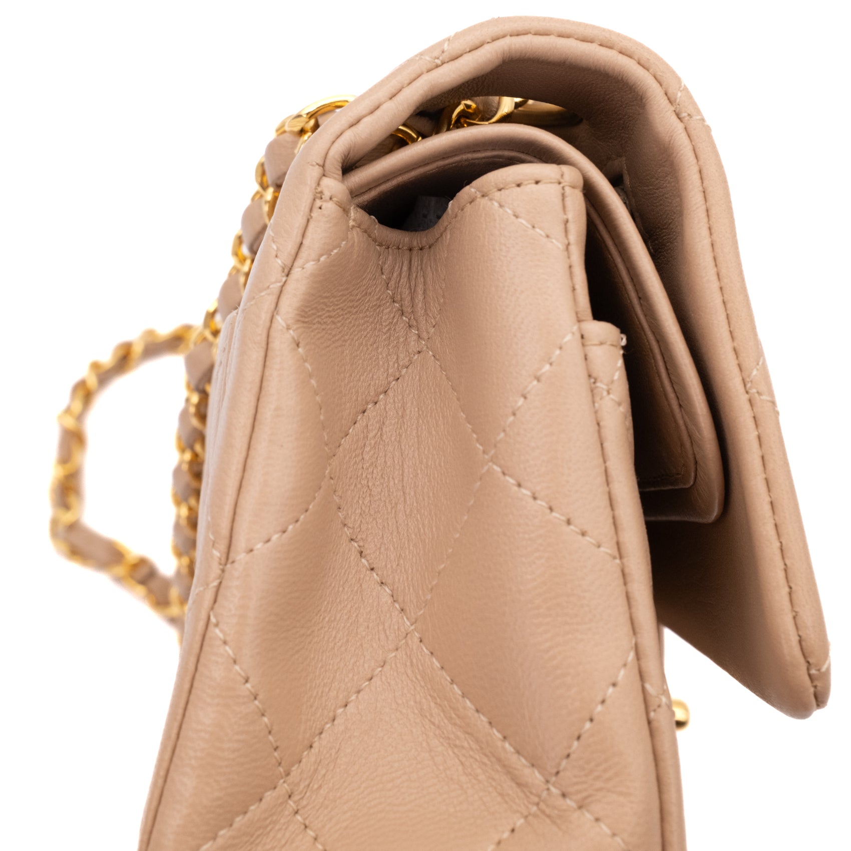Chanel Classic Double Flag Bag Small Beige Lammleder 24k GHW