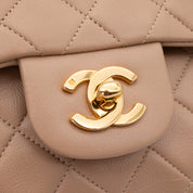 Chanel Classic Double Flag Bag Small Beige Lammleder 24k GHW