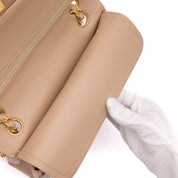 Chanel Classic Double Flag Bag Small Beige Lammleder 24k GHW