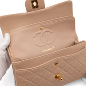 Chanel Classic Double Flag Bag Small Beige Lammleder 24k GHW
