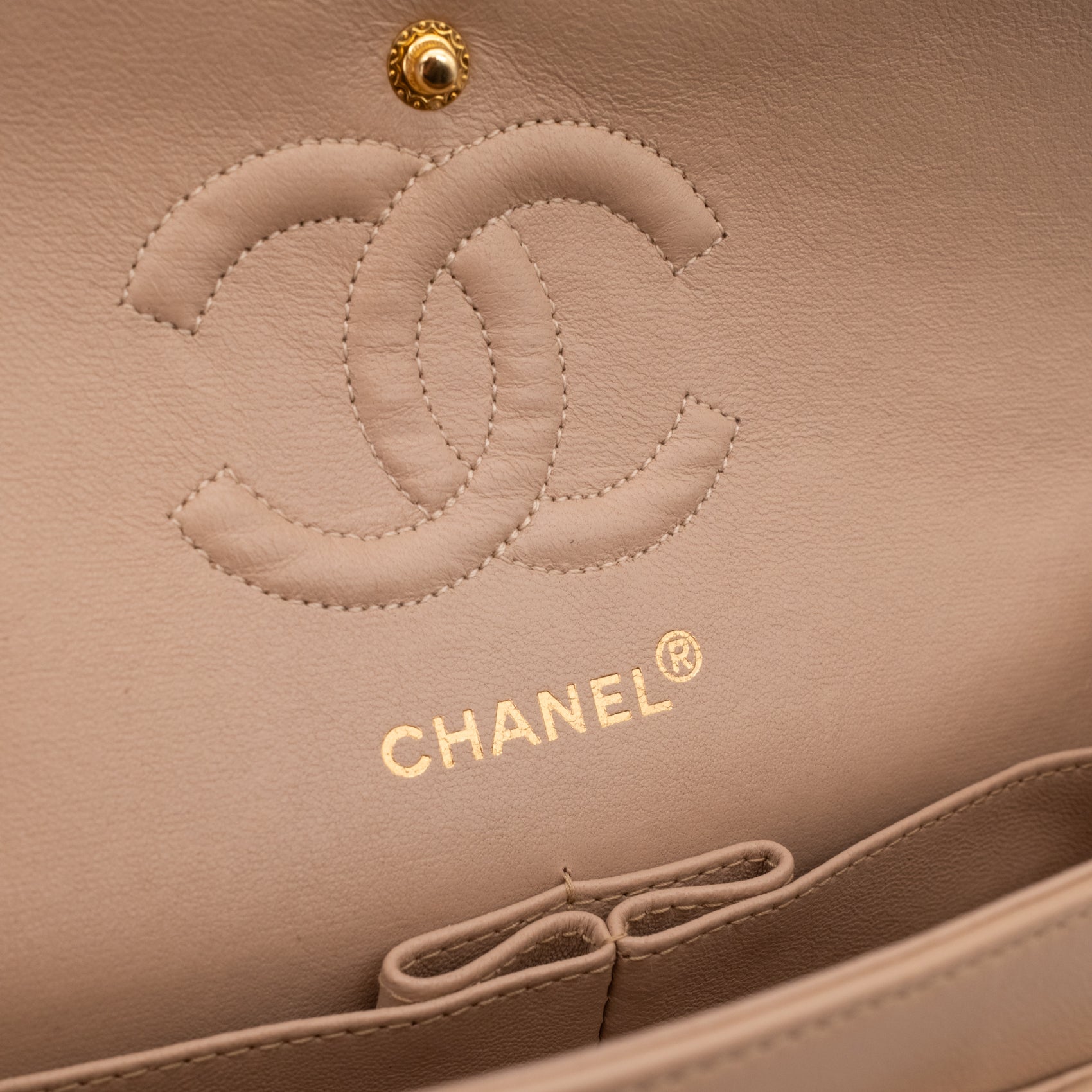 Chanel Classic Double Flag Bag Small Beige Lammleder 24k GHW