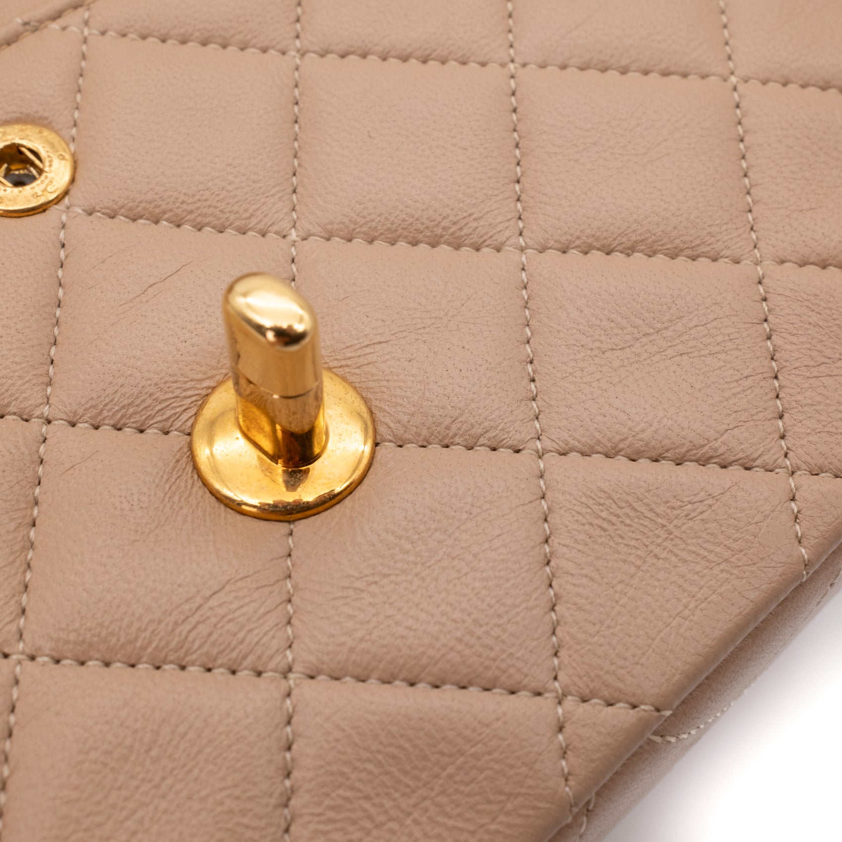 Chanel Classic Double Flag Bag Small Beige Lammleder 24k GHW