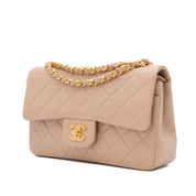 Chanel Classic Double Flag Bag Small Beige Lammleder 24k GHW