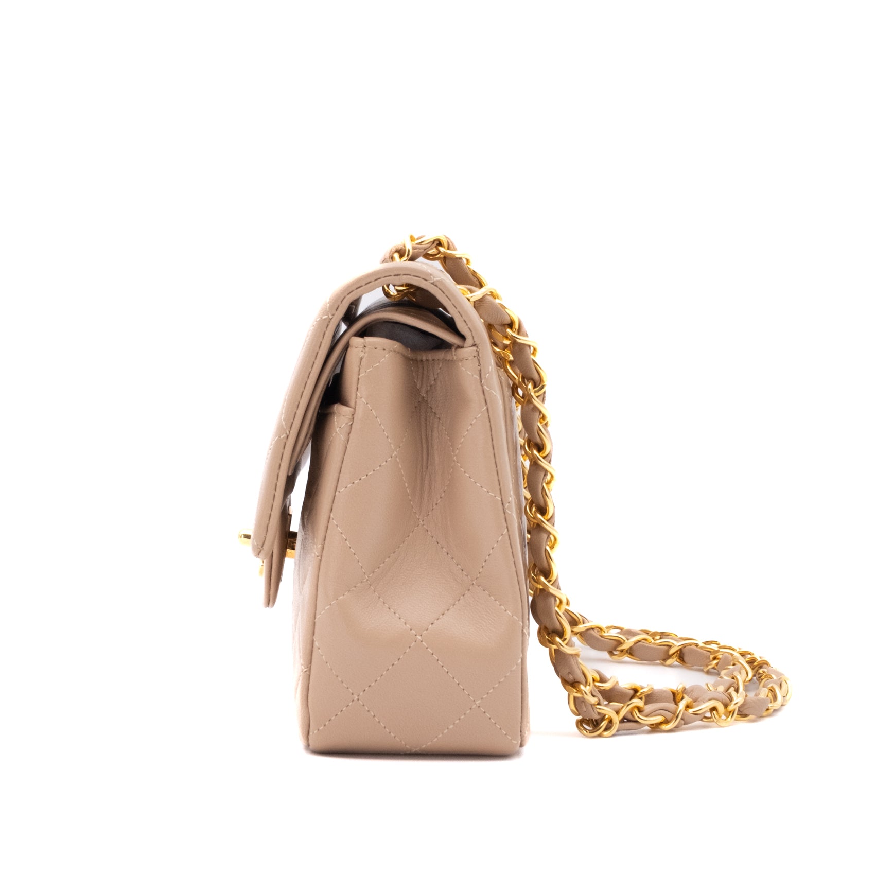 Chanel Classic Double Flag Bag Small Beige Lammleder 24k GHW