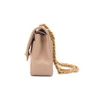 Chanel Classic Double Flag Bag Small Beige Lammleder 24k GHW