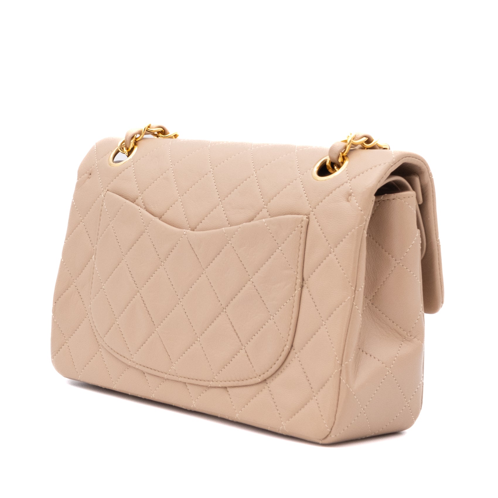 Chanel Classic Double Flag Bag Small Beige Lammleder 24k GHW