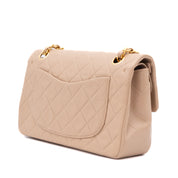 Chanel Classic Double Flag Bag Small Beige Lammleder 24k GHW