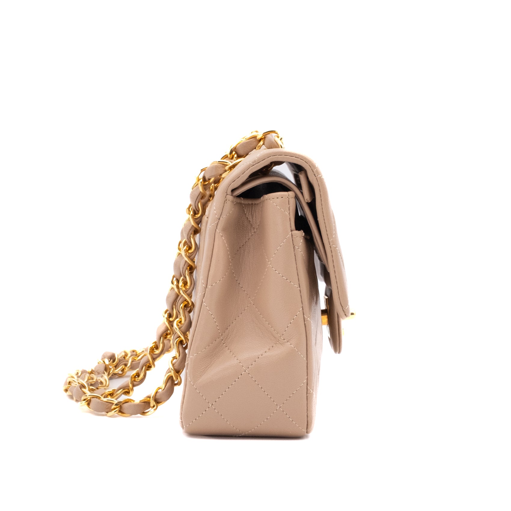 Chanel Classic Double Flag Bag Small Beige Lammleder 24k GHW