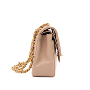 Chanel Classic Double Flag Bag Small Beige Lammleder 24k GHW