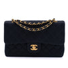 Chanel Classic Double Flap Bag Medium Satin Dunkelblau 24k GHW
