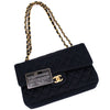 Chanel Classic Double Flap Bag Medium Satin Dunkelblau 24k GHW
