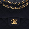 Chanel Classic Double Flap Bag Medium Satin Dunkelblau 24k GHW