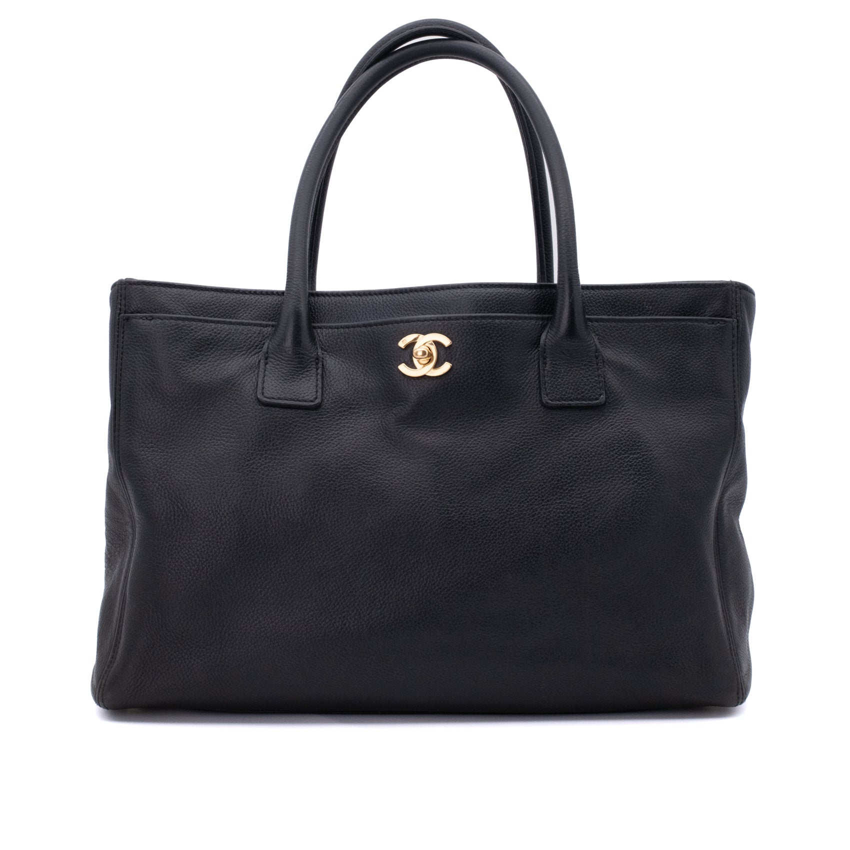 Chanel Executive Cerf Medium Kalbsleder Schwarz 24k GHW