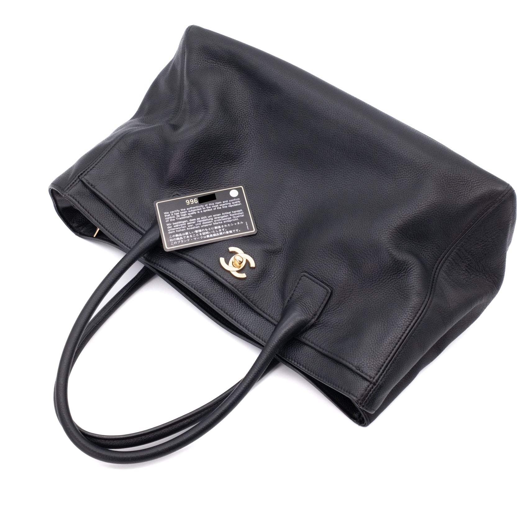 Chanel Executive Cerf Medium Kalbsleder Schwarz 24k GHW
