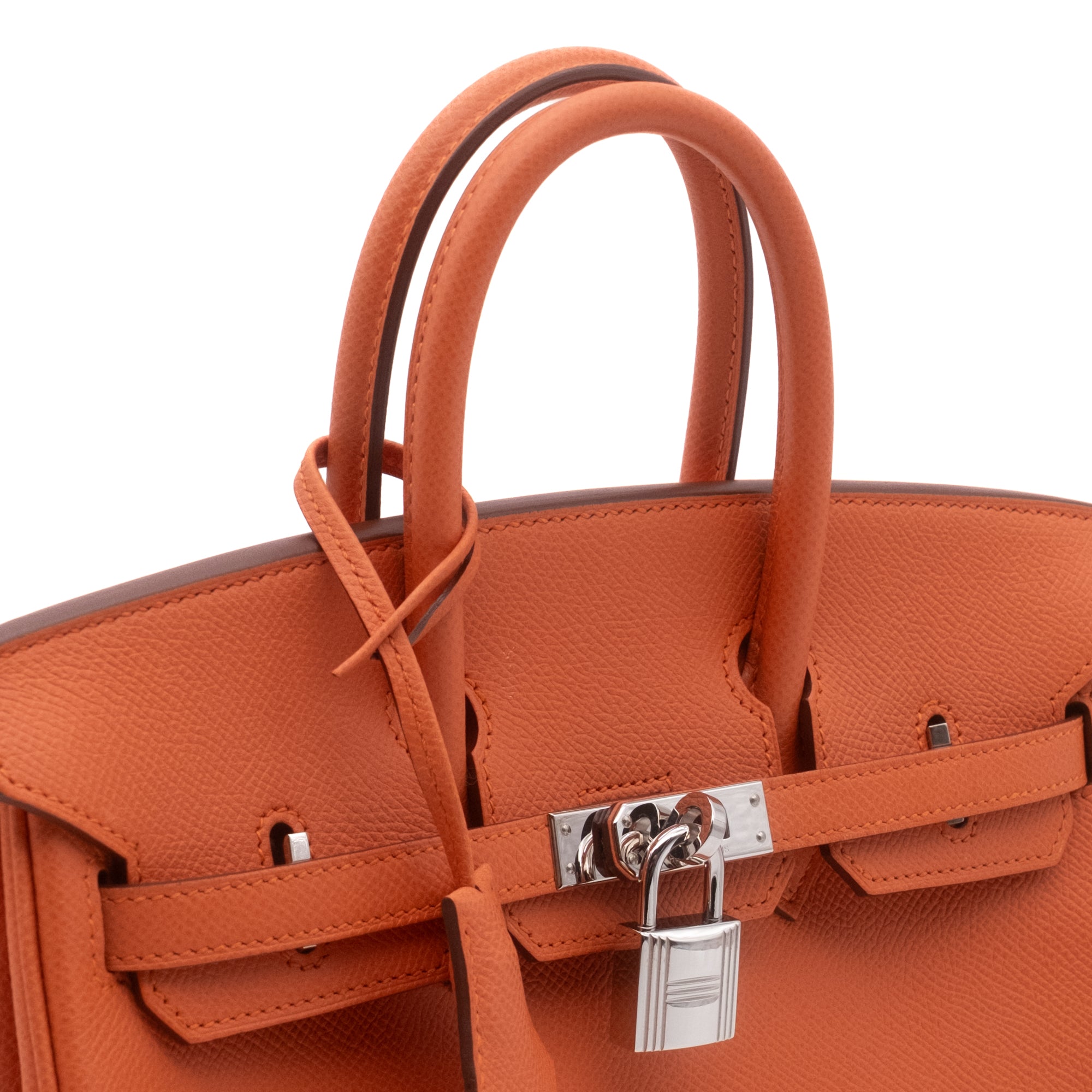 Hermès Birkin 25 in Mango Orange aus Epsom Leder mit silberfarbener Hardware im Retourne Stil