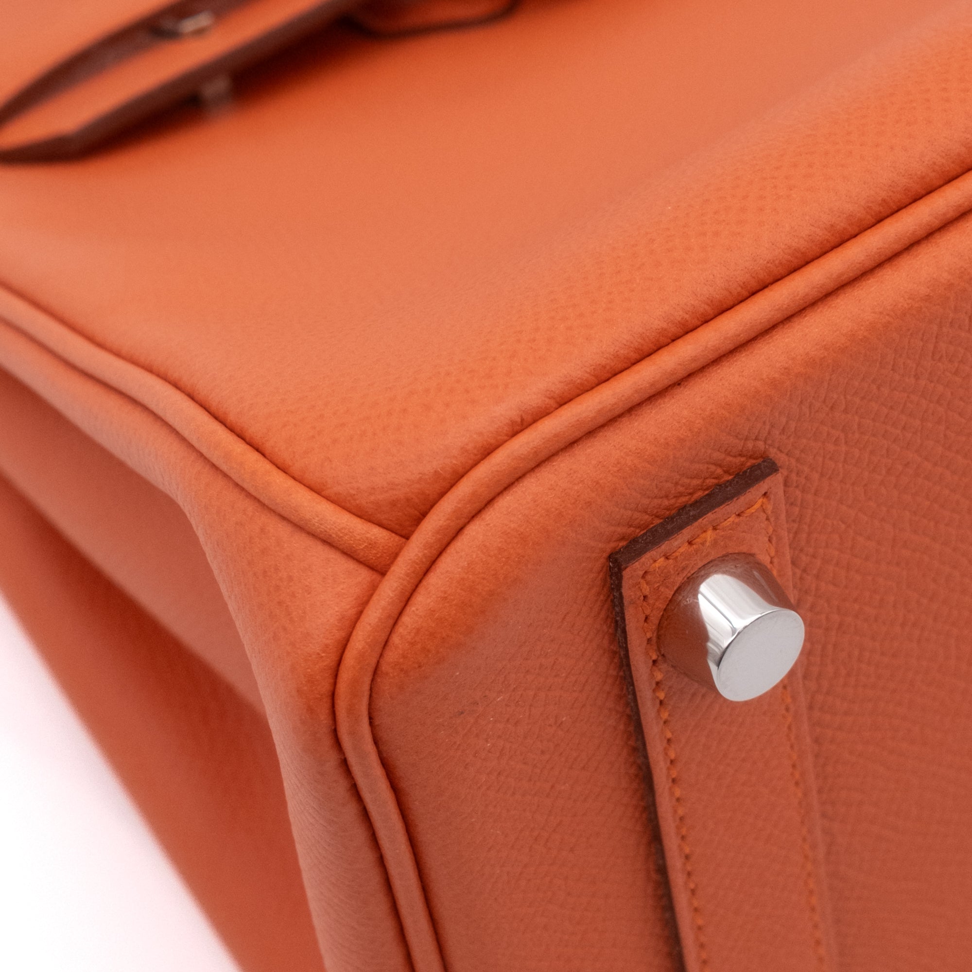 Hermès Birkin 25 in Mango Orange aus Epsom Leder mit silberfarbener Hardware im Retourne Stil