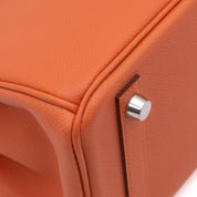 Hermès Birkin 25 in Mango Orange aus Epsom Leder mit silberfarbener Hardware im Retourne Stil