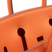 Hermès Birkin 25 in Mango Orange aus Epsom Leder mit silberfarbener Hardware im Retourne Stil