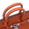 Hermès Birkin 25 in Mango Orange aus Epsom Leder mit silberfarbener Hardware im Retourne Stil Henkel
