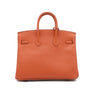 Hermès Birkin 25 in Mango Orange aus Epsom Leder mit silberfarbener Hardware im Retourne Stil Rückseite 