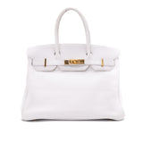 Hermès Birkin 30 Swift Leder Blanc Retourne GHW
