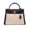 Hermès Kelly 28 Etoile Canvas Boxcalf Beige Dunkelblau Retourne GHW