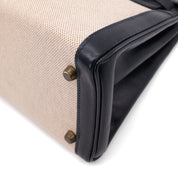 Hermès Kelly 28 Etoile Canvas Boxcalf Beige Dunkelblau Retourne GHW