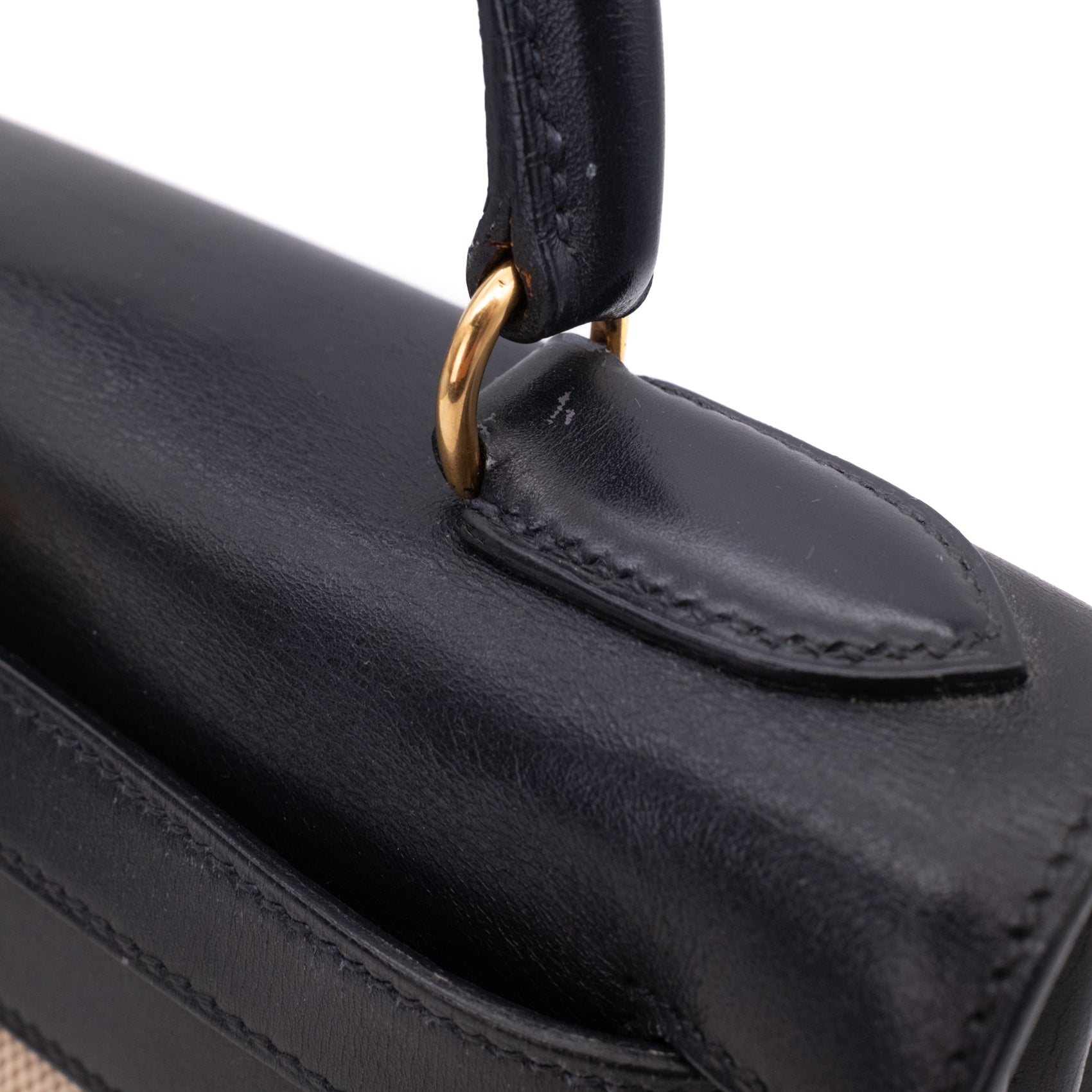 Hermès Kelly 28 Etoile Canvas Boxcalf Beige Dunkelblau Retourne GHW