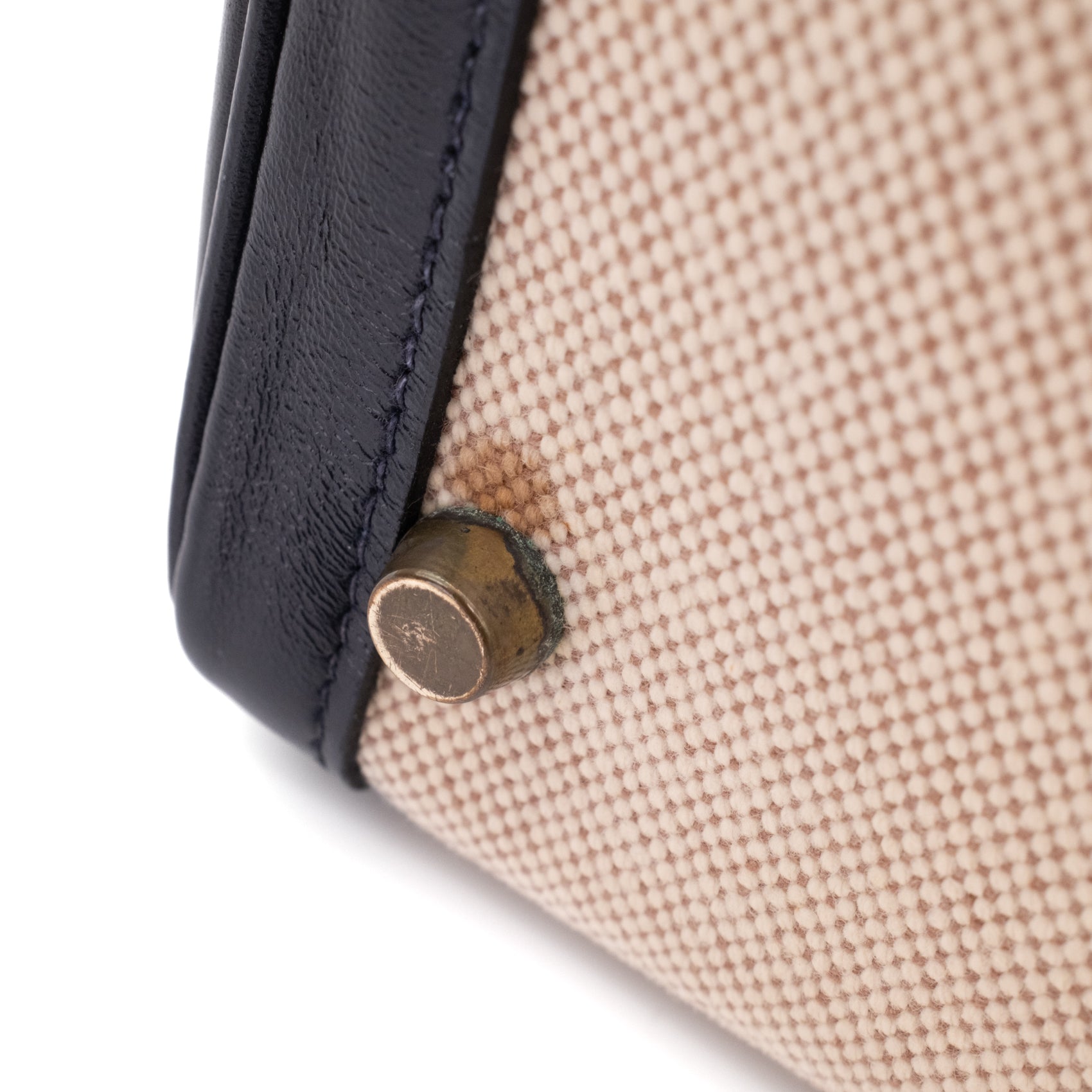 Hermès Kelly 28 Etoile Canvas Boxcalf Beige Dunkelblau Retourne GHW
