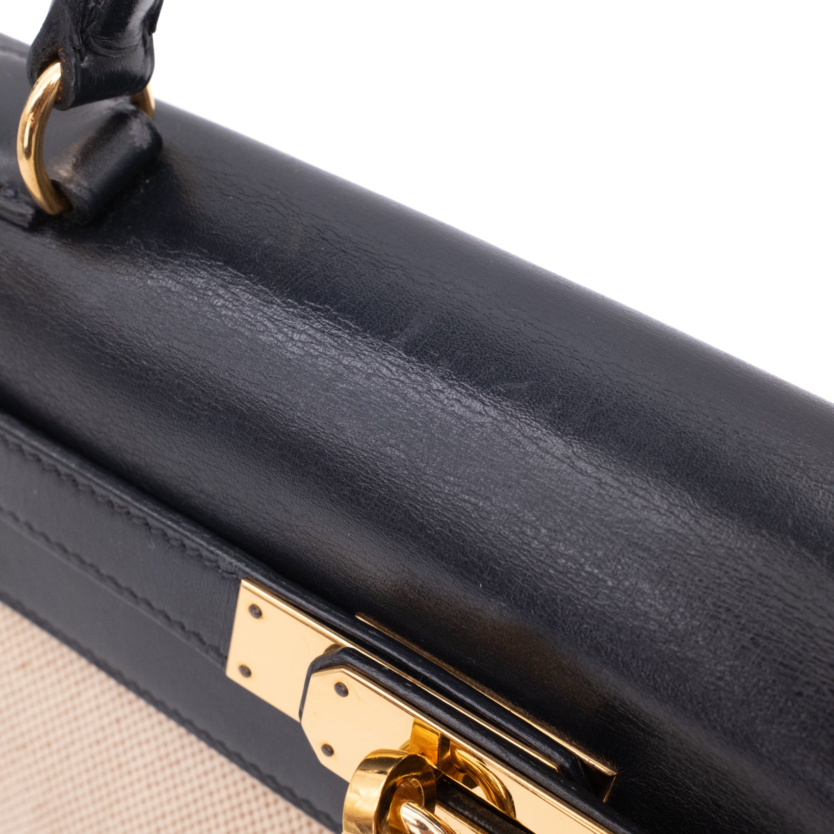 Hermès Kelly 28 Etoile Canvas Boxcalf Beige Dunkelblau Retourne GHW