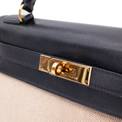 Hermès Kelly 28 Etoile Canvas Boxcalf Beige Dunkelblau Retourne GHW