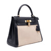 Hermès Kelly 28 Etoile Canvas Boxcalf Beige Dunkelblau Retourne GHW