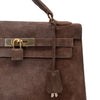 Hermès Kelly 28 Sellier Wildleder Veau Doblis Noisette Dunkelbraun GHW