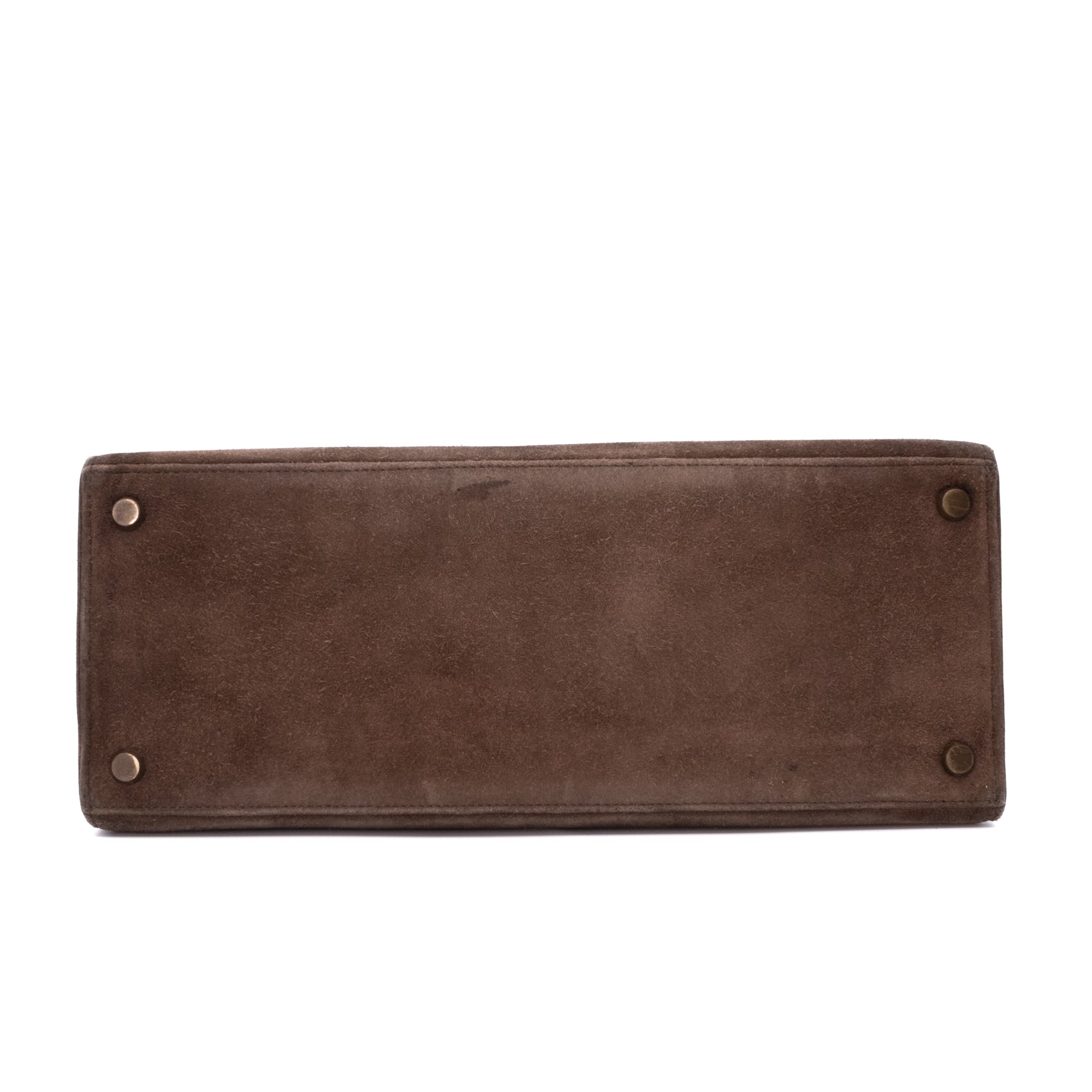 Hermès Kelly 28 Sellier Wildleder Veau Doblis Noisette Dunkelbraun GHW