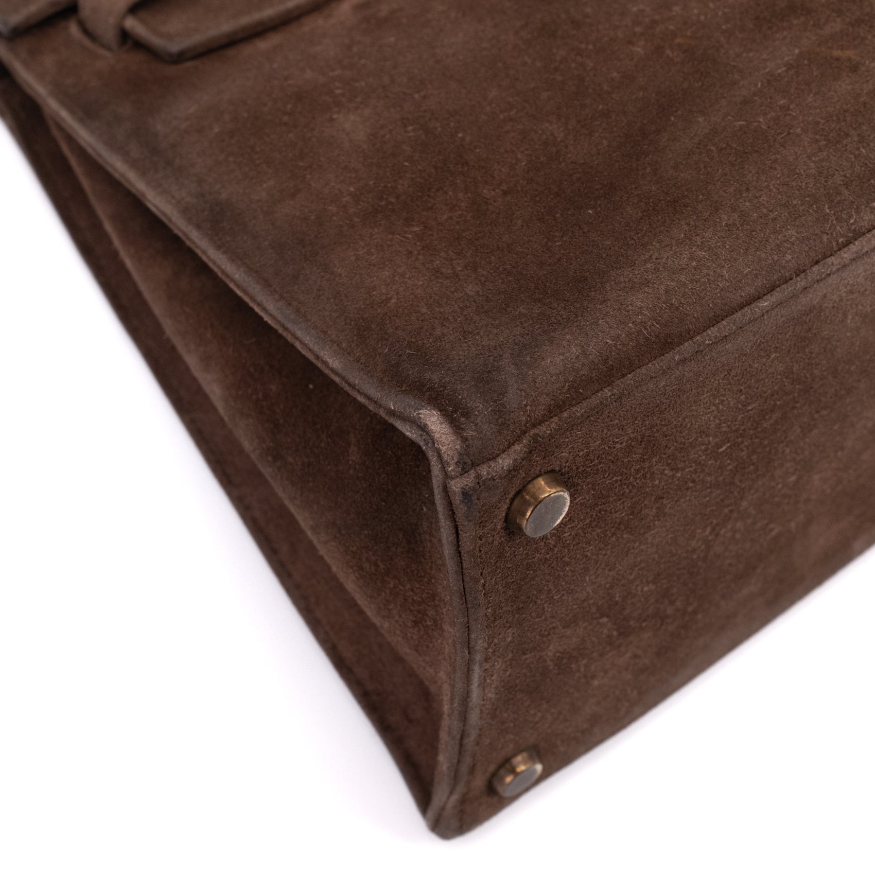 Hermès Kelly 28 Sellier Wildleder Veau Doblis Noisette Dunkelbraun GHW