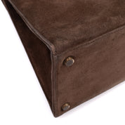 Hermès Kelly 28 Sellier Wildleder Veau Doblis Noisette Dunkelbraun GHW