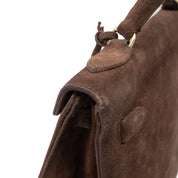 Hermès Kelly 28 Sellier Wildleder Veau Doblis Noisette Dunkelbraun GHW