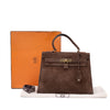 Hermès Kelly 28 Sellier Wildleder Veau Doblis Noisette Dunkelbraun GHW