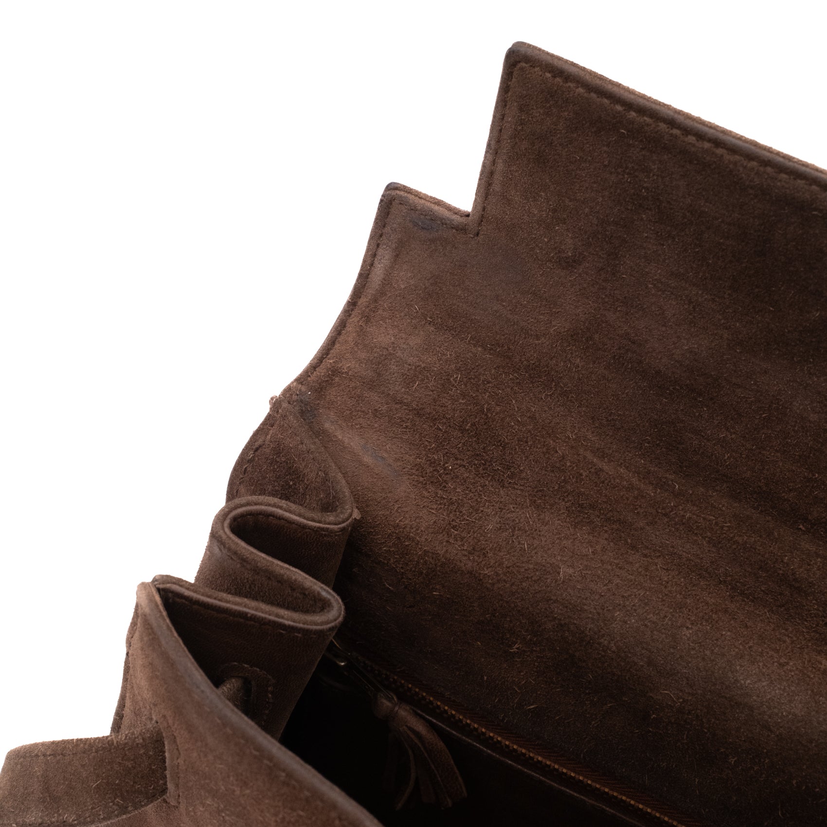 Hermès Kelly 28 Sellier Wildleder Veau Doblis Noisette Dunkelbraun GHW