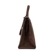 Hermès Kelly 28 Sellier Wildleder Veau Doblis Noisette Dunkelbraun GHW
