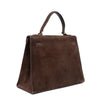 Hermès Kelly 28 Sellier Wildleder Veau Doblis Noisette Dunkelbraun GHW