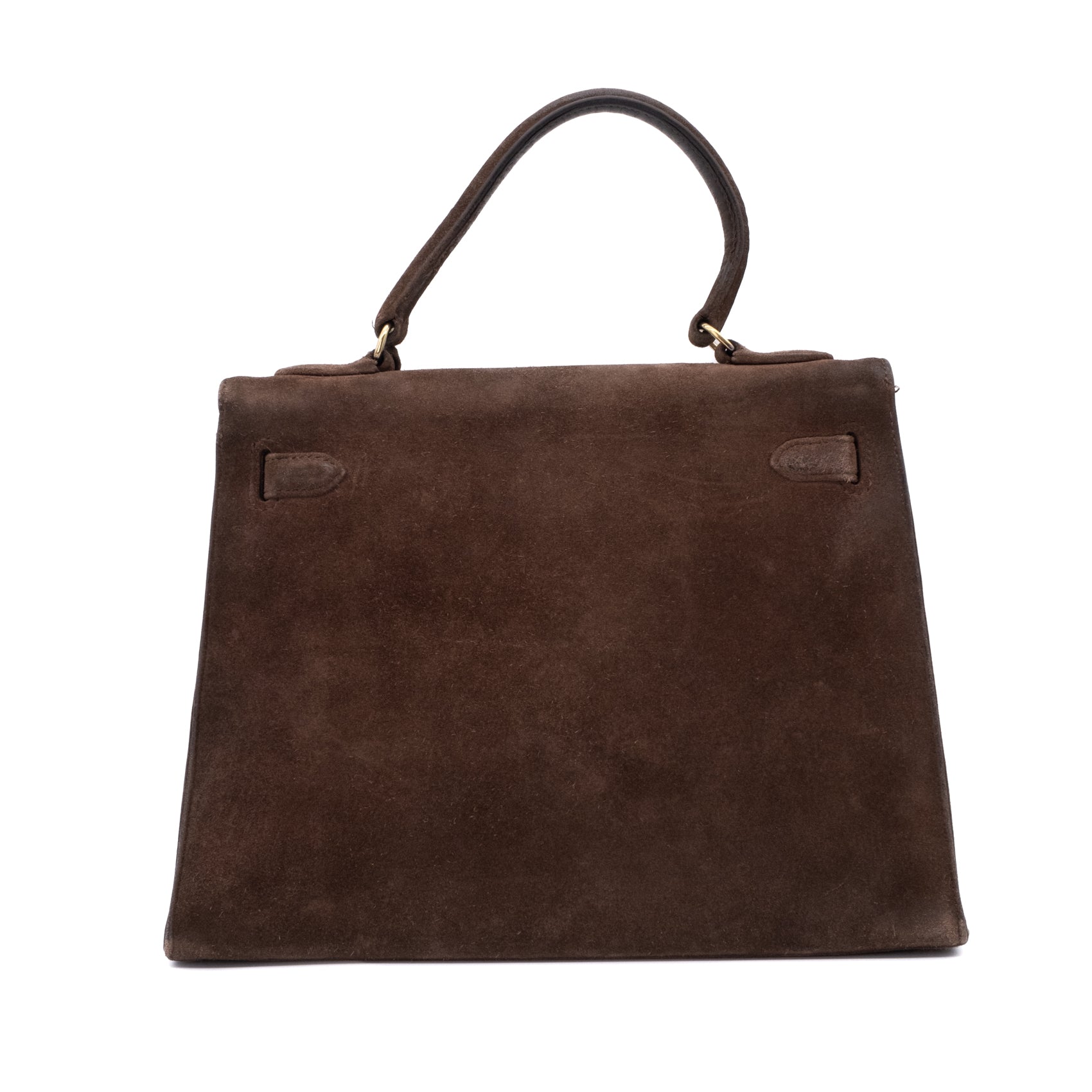 Hermès Kelly 28 Sellier Wildleder Veau Doblis Noisette Dunkelbraun GHW