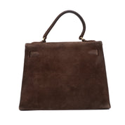 Hermès Kelly 28 Sellier Wildleder Veau Doblis Noisette Dunkelbraun GHW