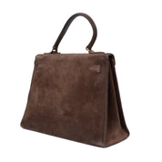Hermès Kelly 28 Sellier Wildleder Veau Doblis Noisette Dunkelbraun GHW