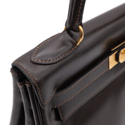 Hermès Kelly 28 Boxcalf Chocolate Braun Retourne GHW